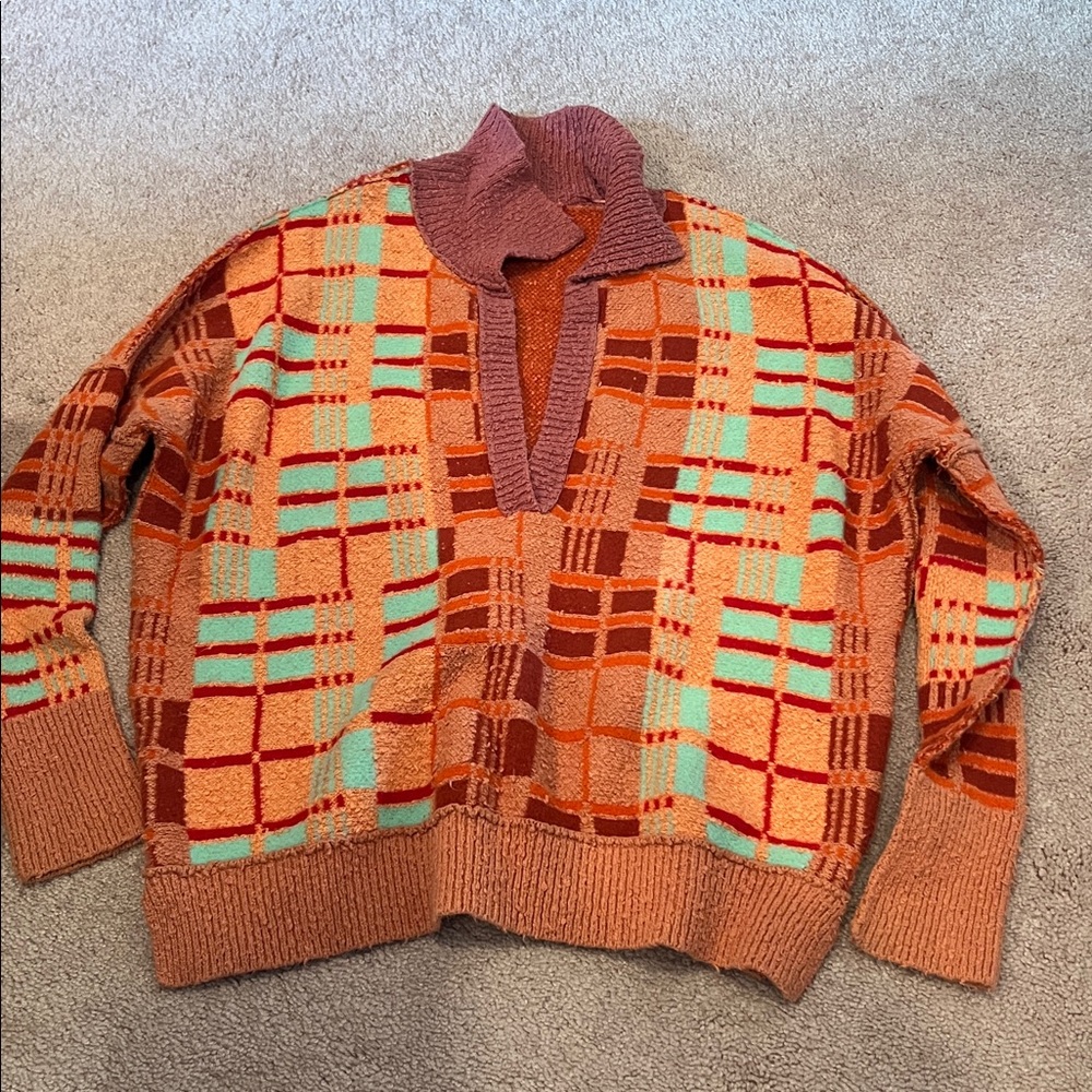Free People Ruben Orange Sweater Small - Picture 2 of 6